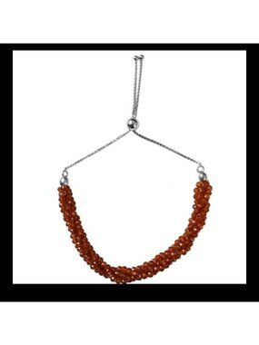 Genuine New Hessonite Garnet Beaded 925 Bolo Bracelet